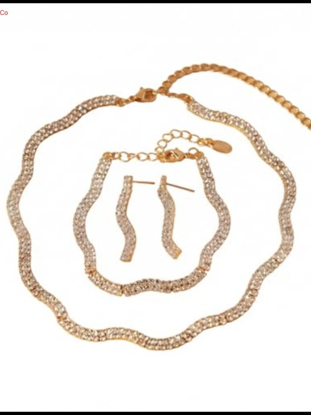14K Gold Plated Tennis Jewelry Set Women Cubic Zirconia Necklace Bracelet